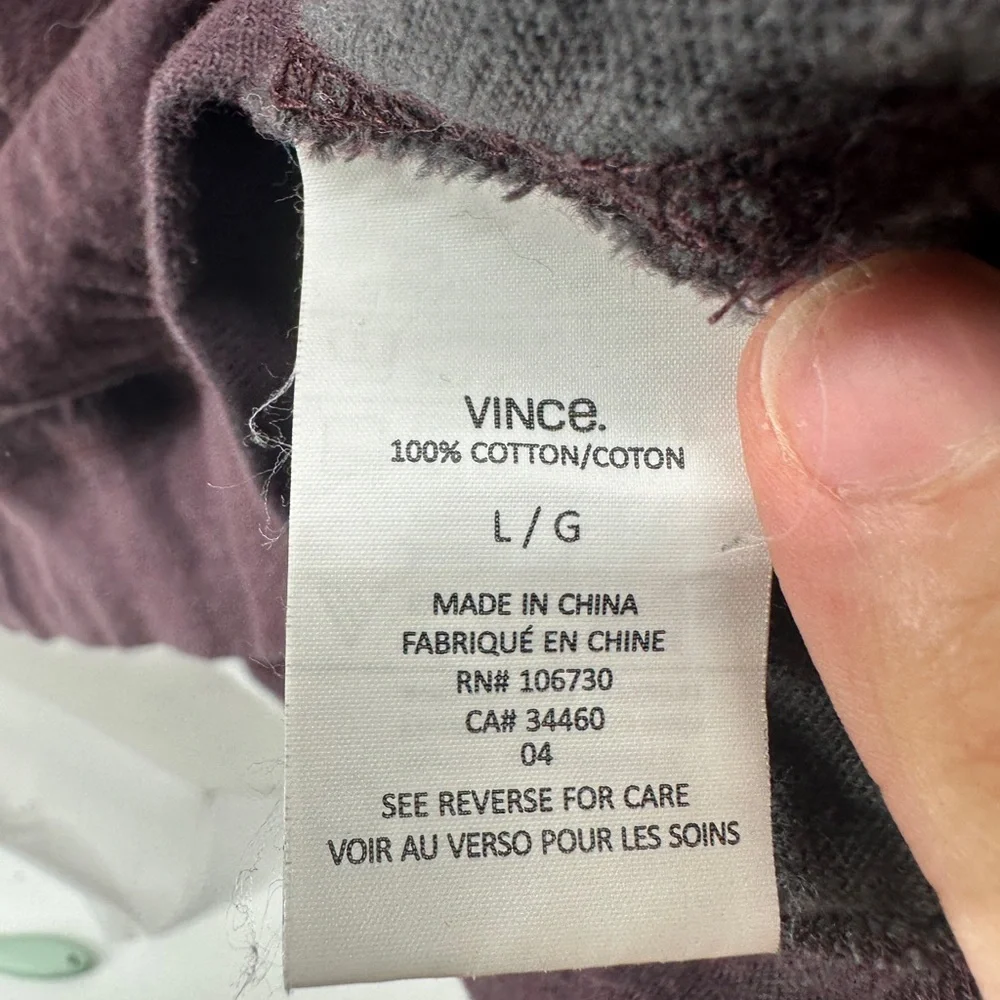 Vince Mens Large Cotton Melange Raglan Pullover Hoodie